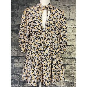Asos Design Womens Dress‎ Medium Navy Flowers Romantic Casual Work Party
